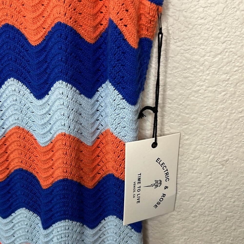 Electric & Rose Anthropologie Julia Crochet Chevron Mini Dress Size M - Picture 9 of 14